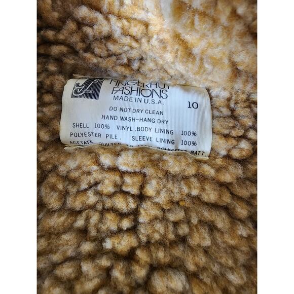 FINGERHUT FASHIONS Vintage Beige Faux Saudi Shearling Retro Coat Jacket SZ 10 - Picture 5 of 7